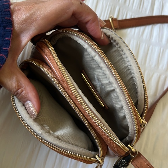 VALENTINA Crossbody handbag color pink/brown strap and trimming *New - Picture 5 of 7